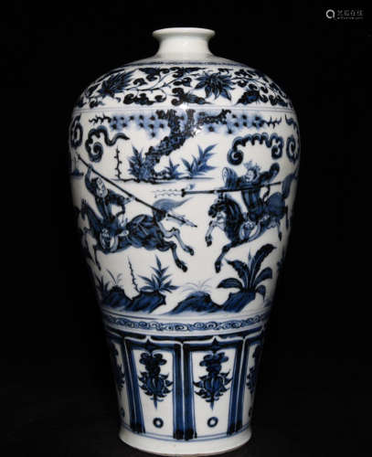 BLUE&WHITE GLAZE VASE PAINTED WITH STORY