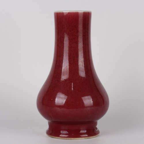 A iron-red-glazed porcelain vase