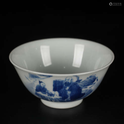 A Blue And White Fu&shou figures cup