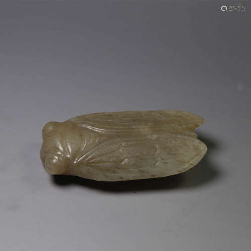 a carved gray jade cicada