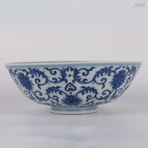 A Blue And White interlocking lotus bowl