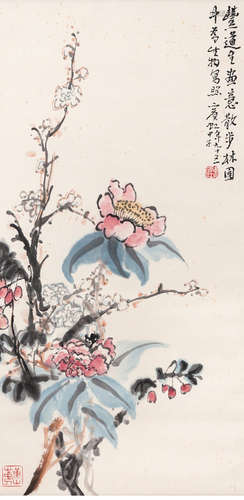 A chinese spring landscape painting scroll, huang binhong ma...