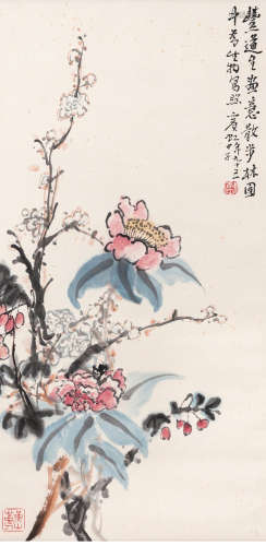 A chinese spring landscape painting scroll, huang binhong ma...