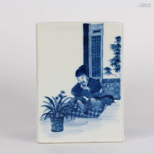 A Blue And White birds&flowers square Brushpot