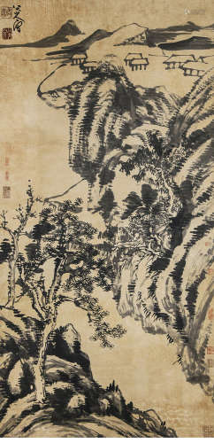 A chinese landscape painting scroll, badashanren mark