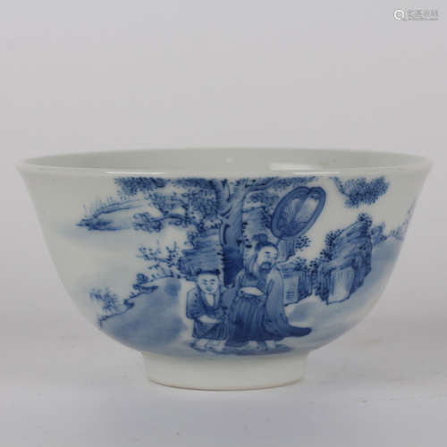 A Blue And White figure porcelain cup