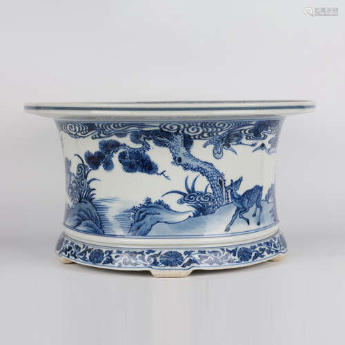 A Blue And White beasts&birds spring pot