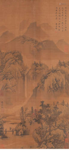 A chinese friends paper scroll, wu zhen mark