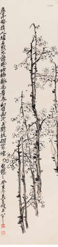 A chinese winter plum blossom painting scroll, wu changshuo ...