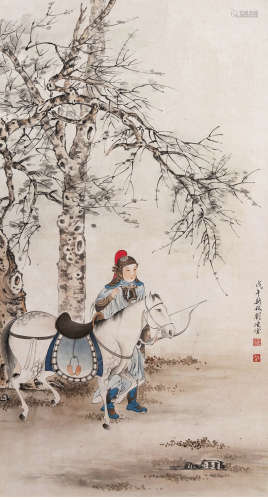 A chinese mulan expedition painting scroll, liu lingcang mar...