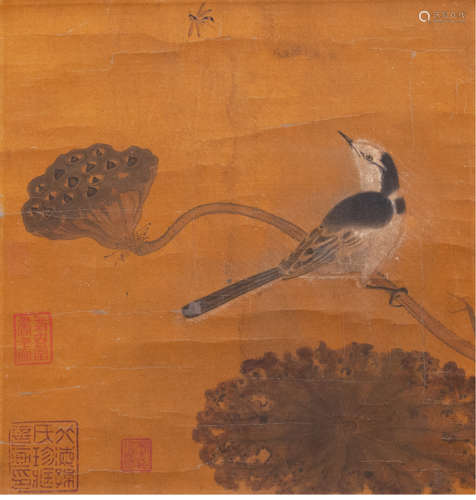 A chinese birds painting scroll