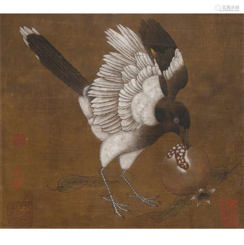A chinese magpie painting scroll