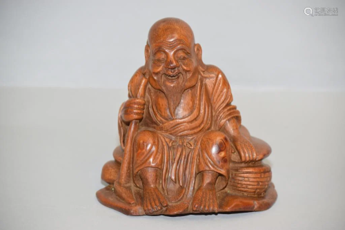 19-20th C. Chinese Bamboo Carved Old Man