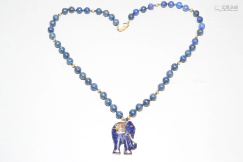 Chinese Lapis Lazuli Bead Necklace