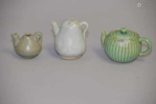 Three Song-Qing Chinese Porcelain Celadon Ink Droppers