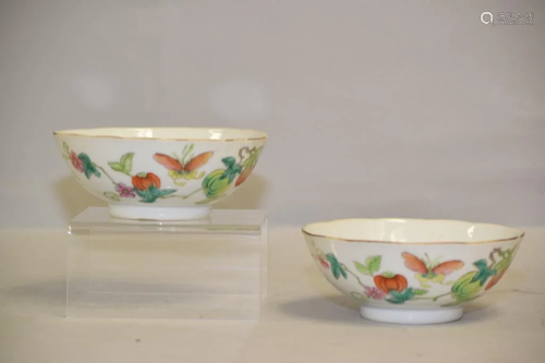 Pr. of 19th C. Chinese Porcelain Famille Rose Bowls