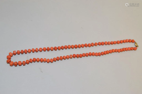 Chinese Red Coral Bead Necklace