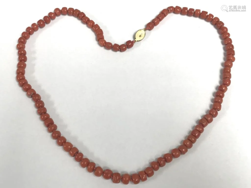 Chinese Red Coral Bead Necklace