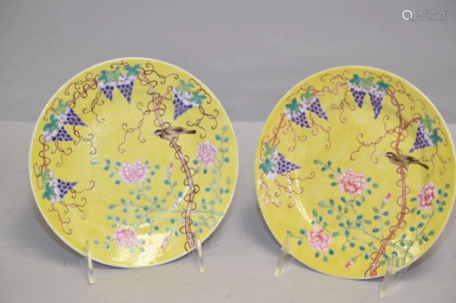 Pr. of 19-20th C. Chinese Porcelain Famille Rose Plates
