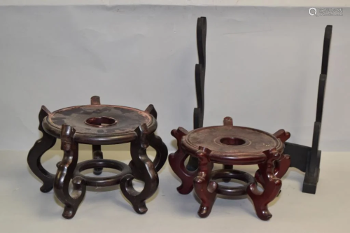 Three Chinese Wood Carved Stands
