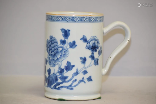 17-18th C. Chinese Porcelain Export B&W Mug