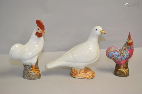 Three 19-20th C. Chinese Porcelain Famille Rose Birds