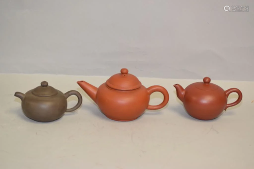 Three Chinese YiXing ZiSha Teapots