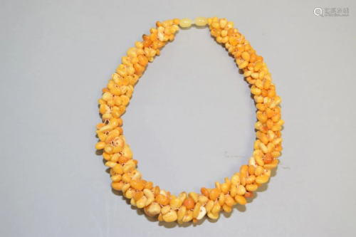 Chinese Butterscotch Egg Yolk Amber Bead Necklace