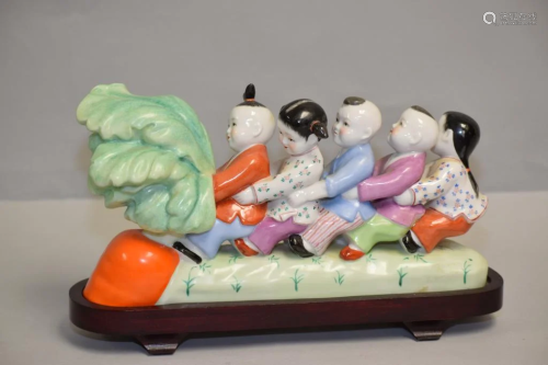 1950-70s Chinese Porcelain Famille Rose Children