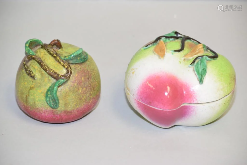 Two 19-20th C. Chinese Porcelain Famille Rose Peaches