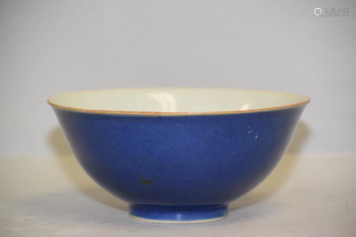 18-19th C. Chinese Porcelain Cobalt Blue Glaze Bowl