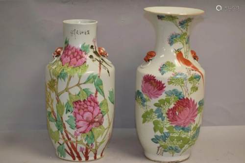 Two 19th C. Chinese Porcelain Famille Verte Vases