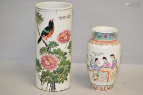 Two 19-20th C. Chinese Porcelain Famille Rose/Verte