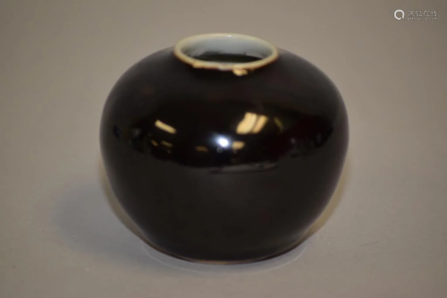18-19th C. Chinese Porcelain Black Glaze Water Holder