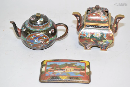 Three 19th C. Japanese Cloisonne Wares