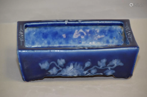 Qing Chinese Porcelain Cobalt Blue Glaze Pate-sur-Pate