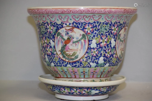 19-20th C. Chinese Porcelain Famille Rose Planter