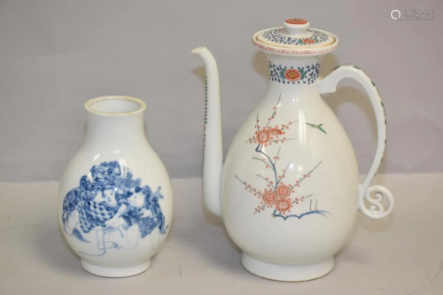 Two 19-20th C. Japanese Porcelain B&W/Imari Ware
