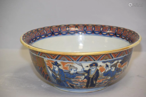 17-18th C. Chinese Porcelain B&W with Enamel Bowl