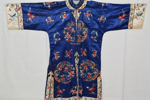 Chinese Blue Embroidered Women's Robe