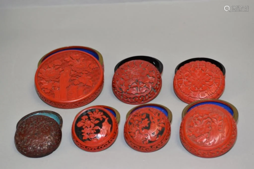 Group of 19-20th C. Chinese Cinnabar Carved Stamp Ink
