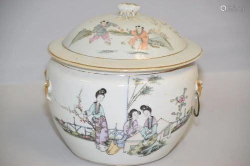 19-20th C. Chinese Porcelain Famille Rose Soup Bowl