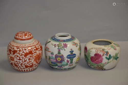Three 19-20th C. Chinese Porcelain Jars