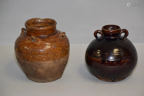 Two Song-Yuan Chinese Glazed Water Jars