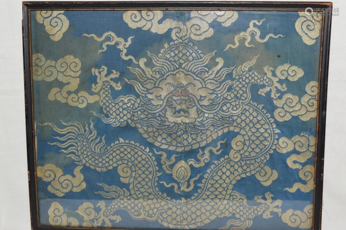 Ming/Qing Chinese Dragon Kesi in Frame