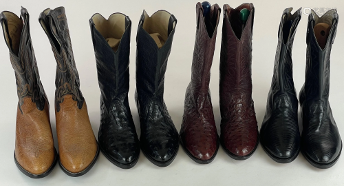 4 Pairs of Leather Boots Including Tony Lama
