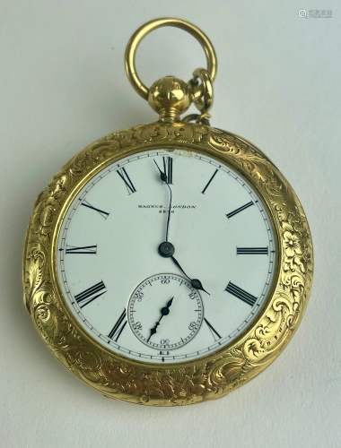 Exceptional Engraved English 18k Pocket Watch