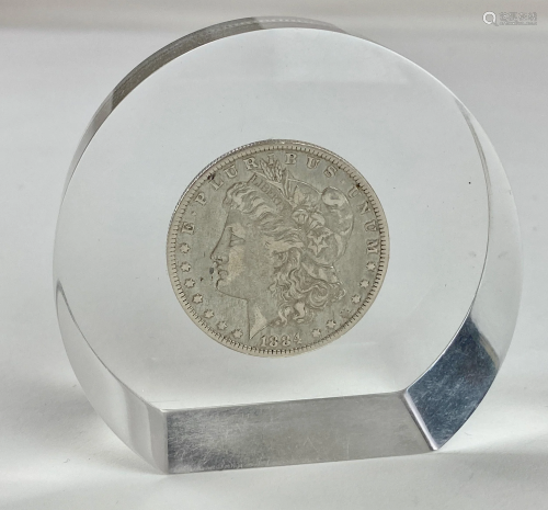 1884-O Morgan Silver Dollar Encased in Plastic