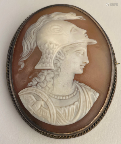 A Finely Carved 19th C. Cameo Brooch of Athena