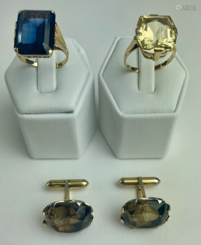 Pr. of RIngs and Pr. Cufflinks with Stones